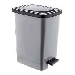   Slim Műanyag pedálos szemetes, ezüst/szürke, belső vödörrel 15L