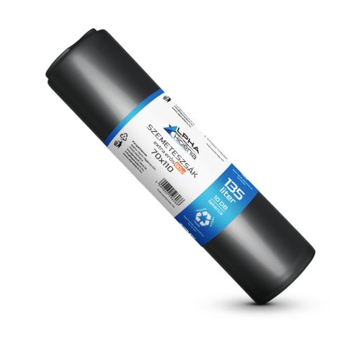 Szemeteszsák fekete 70x110 60mikron 135L 10db/tekercs 