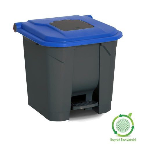 Planet Szelektív hulladékgyűjtő konténer, műanyag, pedálos, antracit/kék, 30L