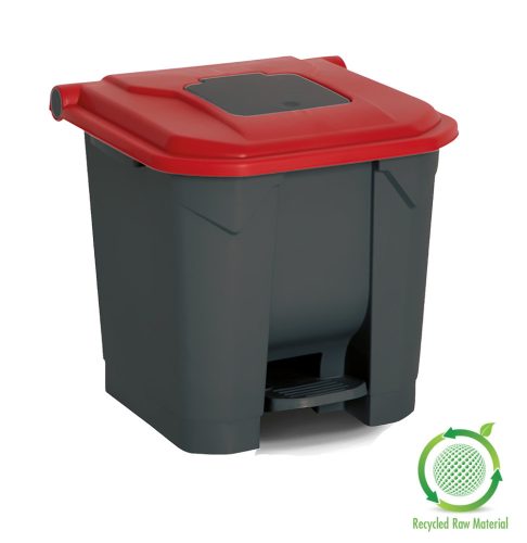 Planet Szelektív hulladékgyűjtő konténer, műanyag, pedálos, antracit/piros, 30L