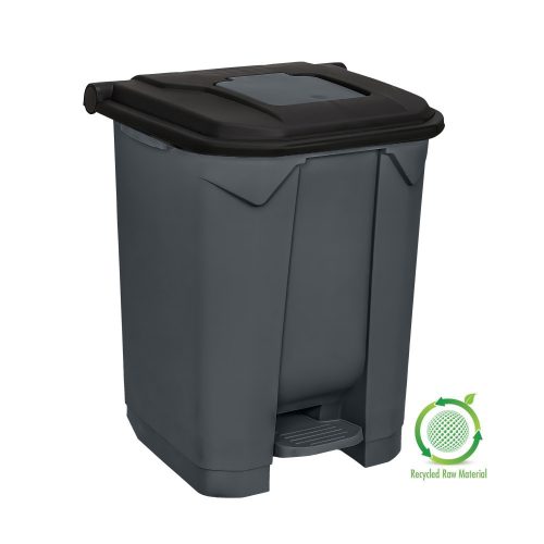 Planet Szelektív hulladékgyűjtő konténer, műanyag, pedálos, antracit, fekete, 50L