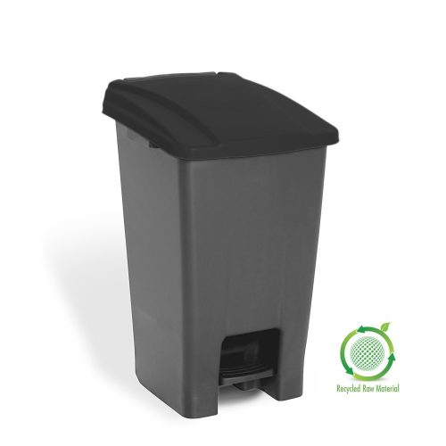 Planet Szelektív hulladékgyűjtő konténer, műanyag, pedálos, antracit/fekete, 70L