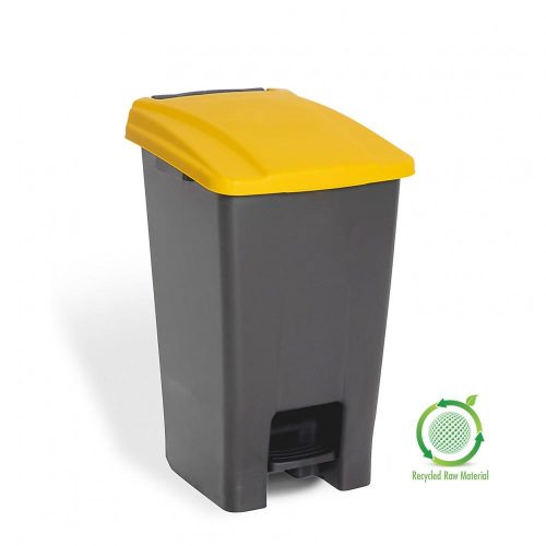 Planet Szelektív hulladékgyűjtő konténer, műanyag, pedálos, antracit/sárga, 70L