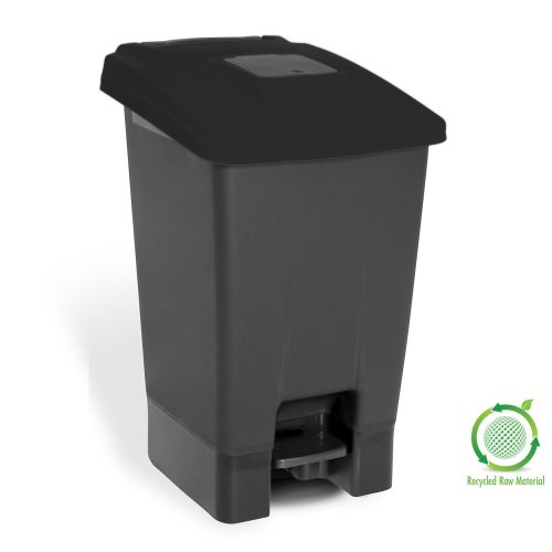 Planet Szelektív hulladékgyűjtő konténer, műanyag, pedálos, fekete/fekete, 100L