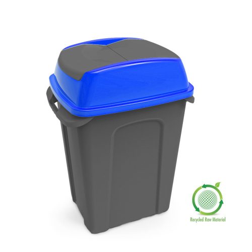 Planet Hippo Billenős Szelektív hulladékgyűjtő szemetes, műanyag, antracit/kék, 25L