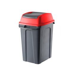   Planet Hippo Billenős Szelektív hulladékgyűjtő szemetes, műanyag, antracit/piros, 25L
