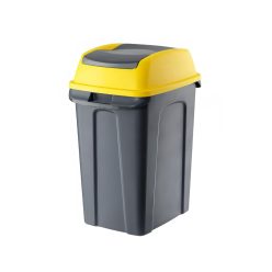   Planet Hippo Billenős Szelektív hulladékgyűjtő szemetes, műanyag, antracit/sárga, 25L