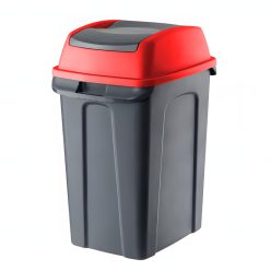   Planet Hippo Billenős Szelektív hulladékgyűjtő szemetes, műanyag, antracit/piros, 70L