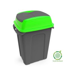  Planet Hippo Billenős Szelektív hulladékgyűjtő szemetes, műanyag, antracit/zöld, 70L