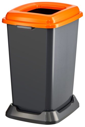Planet Szelektív hulladékgyűjtő konténer, műanyag, nyitott fedeles, narancssárga, 50L