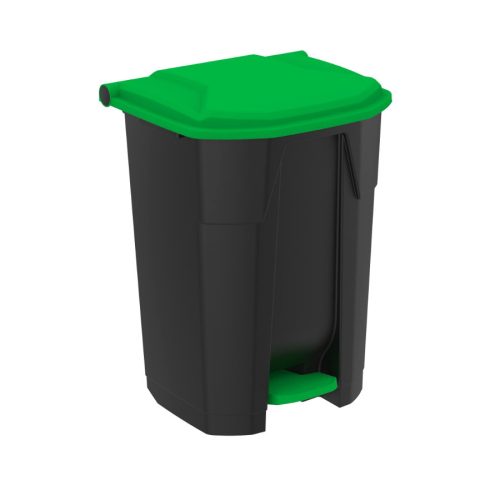 Uctem szelektív hulladékgyűjtő konténer, műanyag, pedálos, fekete/zöld 50L