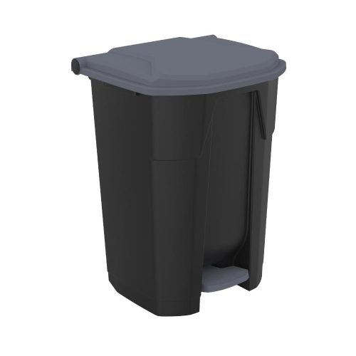 Uctem szelektív hulladékgyűjtő konténer, műanyag, pedálos, fekete/szürke 50L
