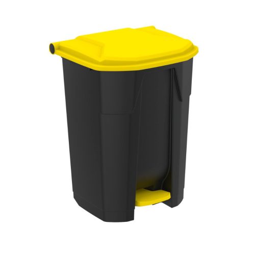 Uctem szelektív hulladékgyűjtő konténer, műanyag, pedálos, fekete/sárga 50L