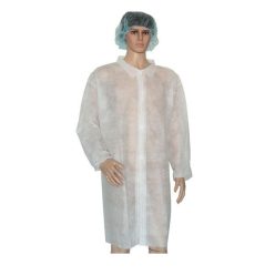   Látogató köpeny egyszerhasználatos PP zipzáros fehér 115x80cm, 24g, XXL