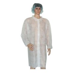   Látogató köpeny egyszerhasználatos PP zipzáros fehér 115x80cm, 42g, XXL